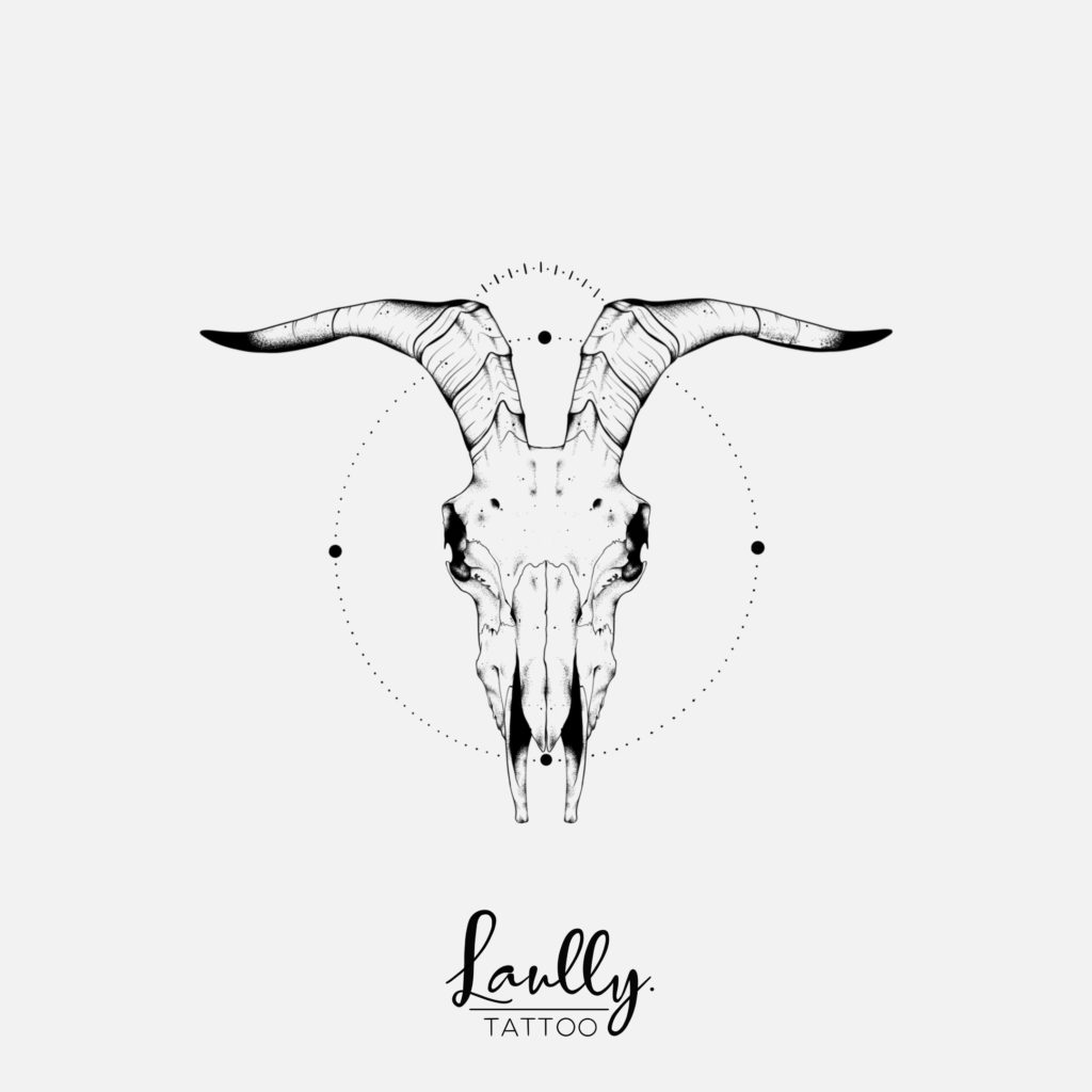 crâne de bouc en flash tattoo la valette-du-var