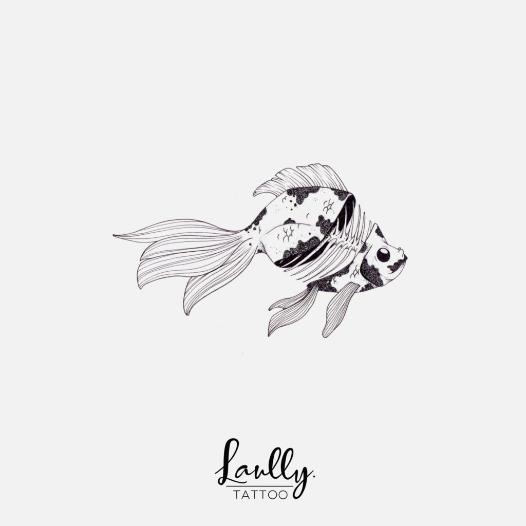 poisson squelette la main de bois en flash tattoo a la valette-du-var